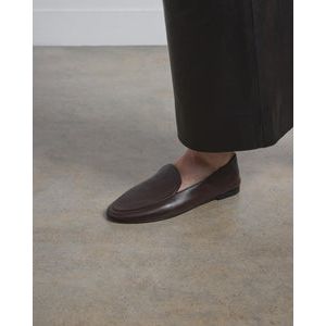 Women's Dear Frances Gio Loafer in espresso leather, close-up showing sleek design and smooth finish.