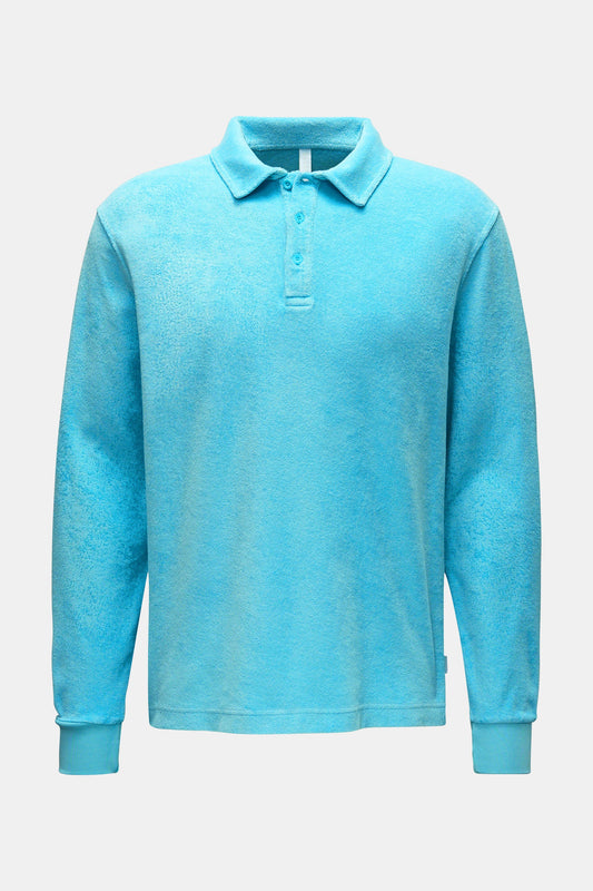 Terry Long Sleeve Polo Shirt - Turquoise - DUNE + SALT