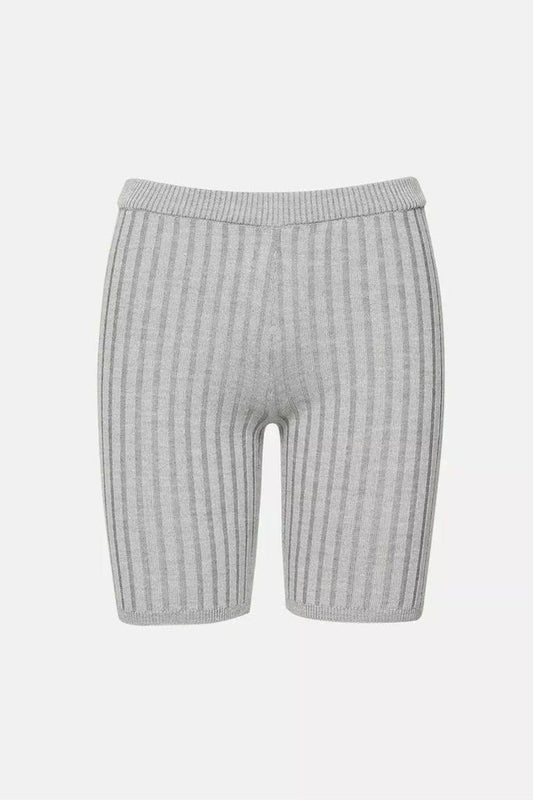 Reveal Silk Cashmere Rib Biker Short - Heather Grey - DUNE + SALT
