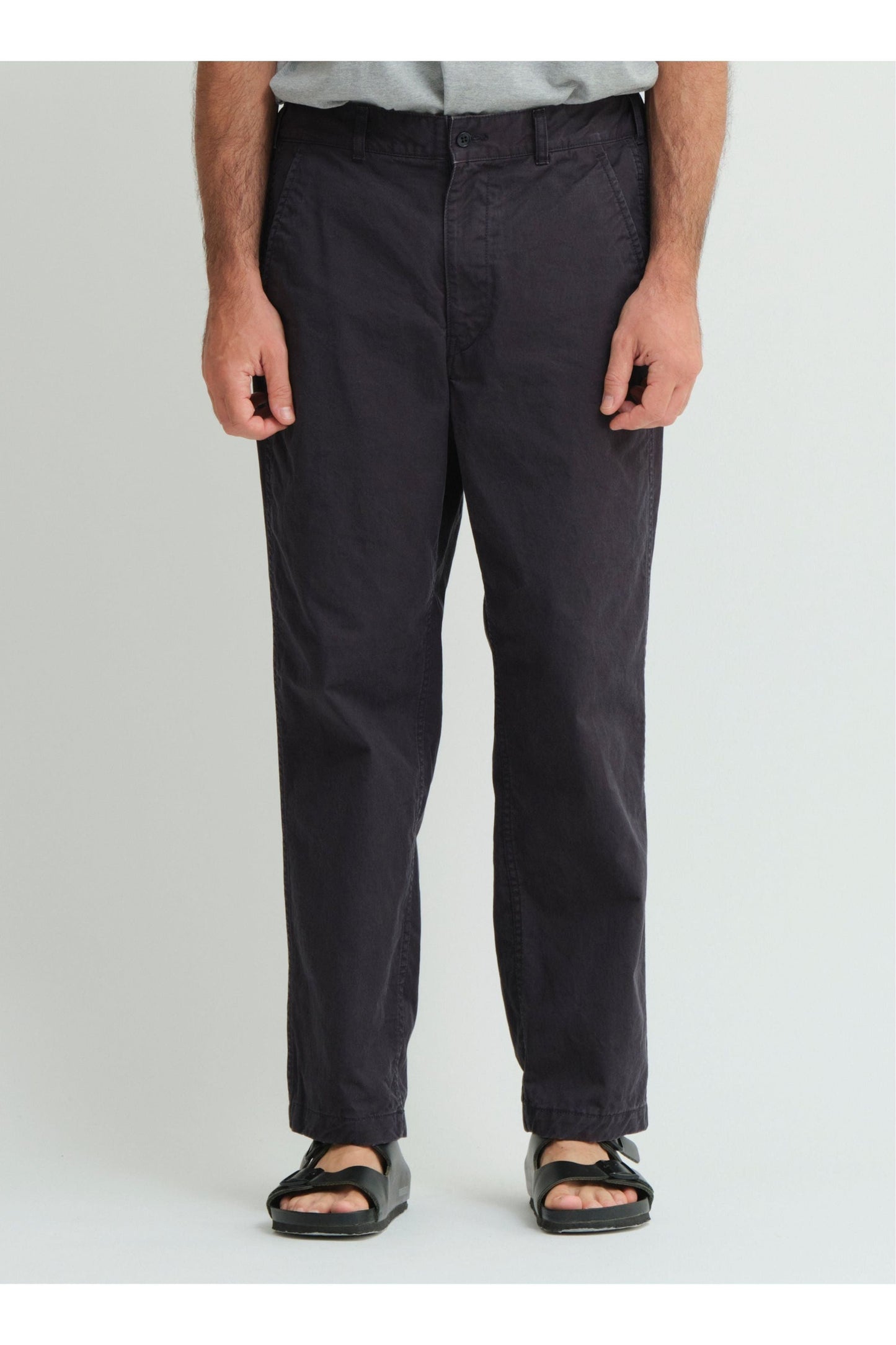 Cotton Chino Cloth Peg Top Pants - Navy - DUNE + SALT