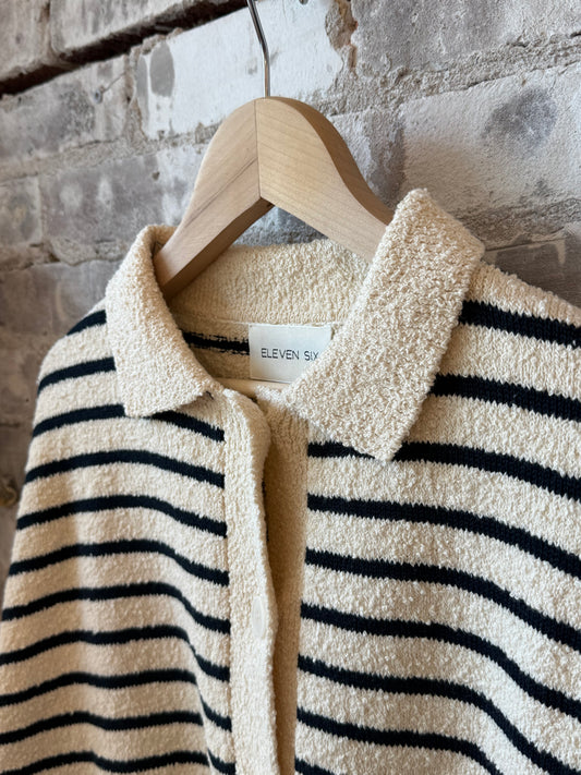 Romy Shirt Cardi - Ivory/Navy Stripe