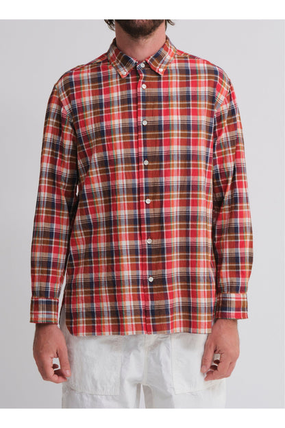 Madras Check Buttondown Collar Shirt - Red Plaid - DUNE + SALT
