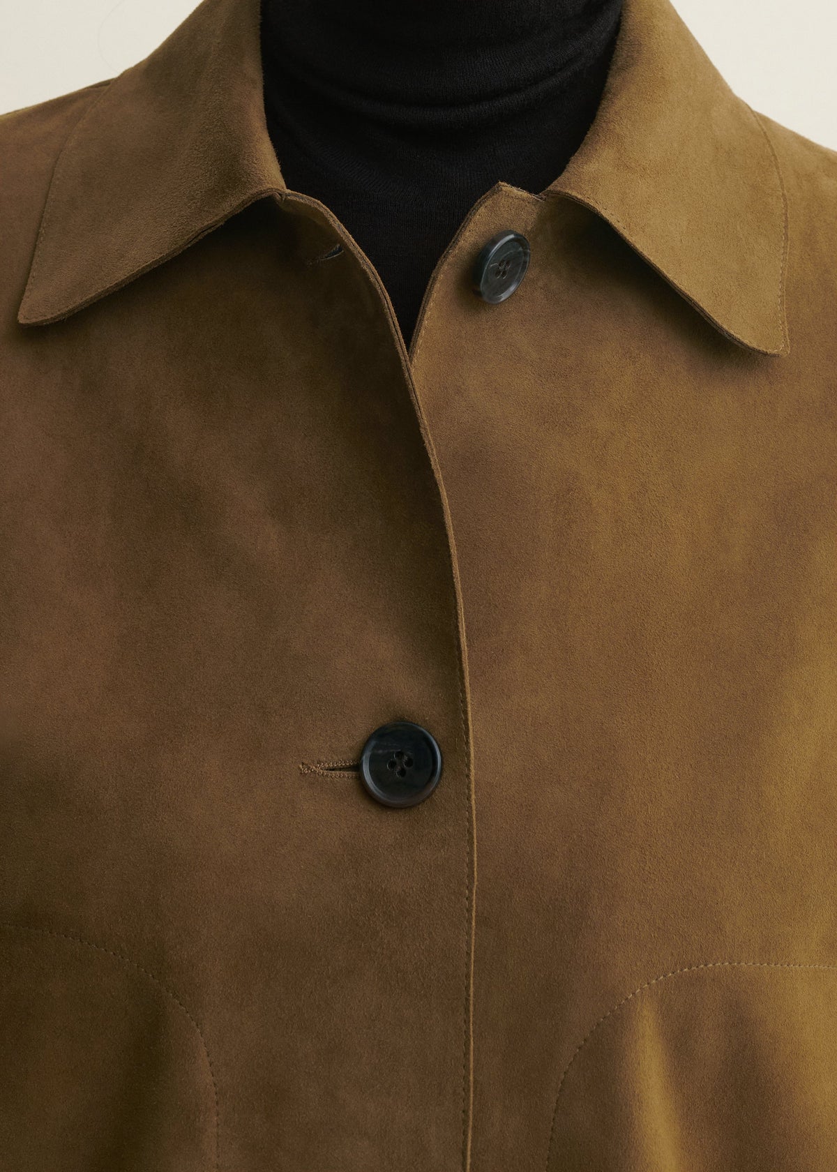 Women's ARMA Emy Suede Jacket in dark olive, featuring a stylish fit with soft suede texture and modern design details.