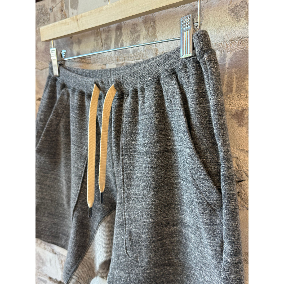Men's gray Raffy Fleece Sweat Shorts by Kepani, showing the soft, cozy fabric and relaxed fit on a plain background.