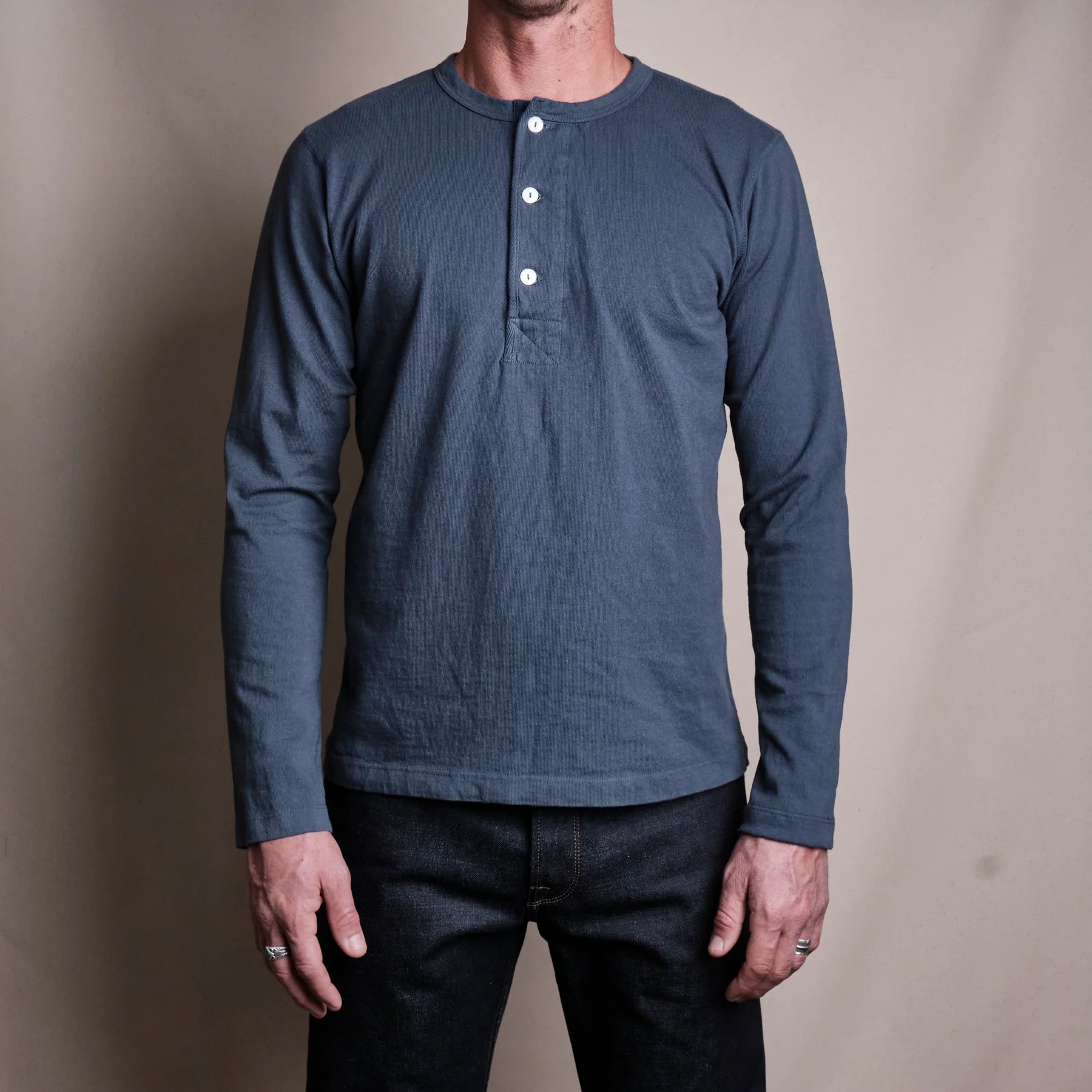 13 Ounce L/S Henley - Faded Blue - DUNE + SALT