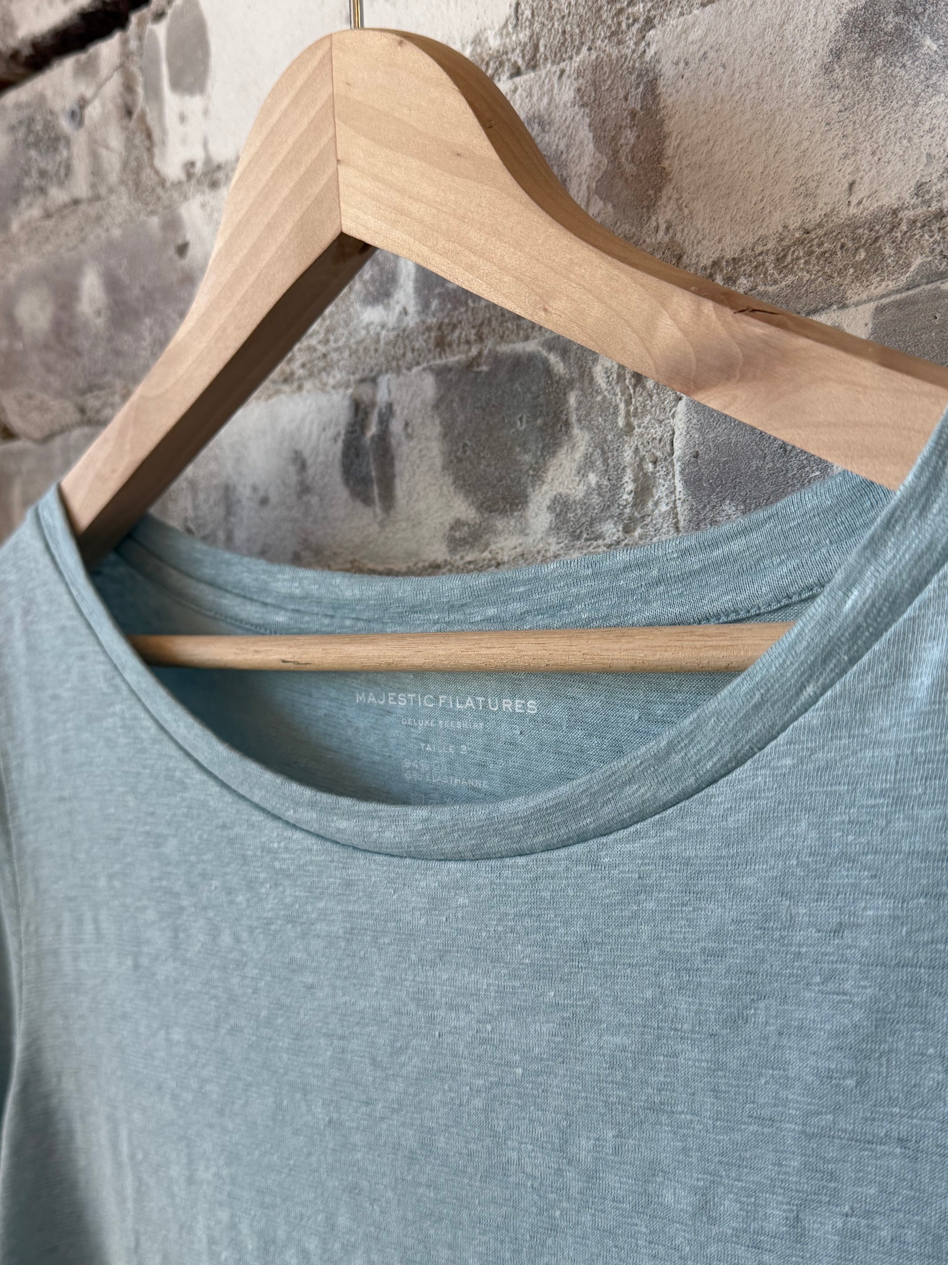 Stretch Linen 3/4 Sleeve Semi Relaxed Boatneck - Bleu Calanques - DUNE + SALT
