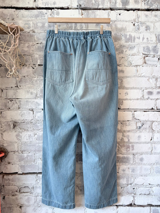 Denim Work Easy Pants (Used Wash) - Light Indigo