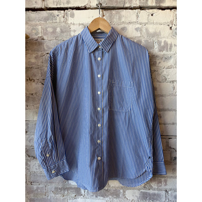Jo Striped Shirt In Cotton Poplin - Blue/White Stripe - DUNE + SALT