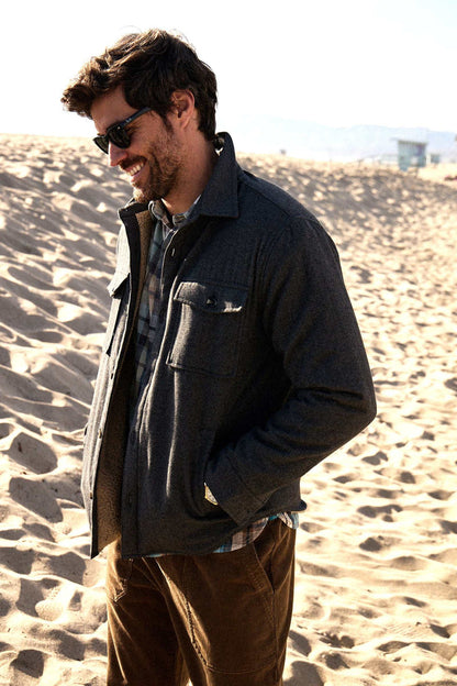 Skip Sherpa Shirt Jacket - Charcoal Heather - DUNE + SALT