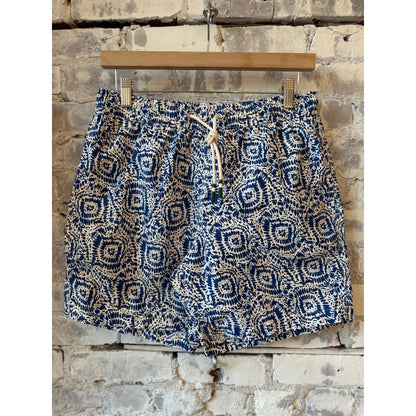 Hartford Men's Nylon Woven Swimshort - Indigo/Cream Dim Gray