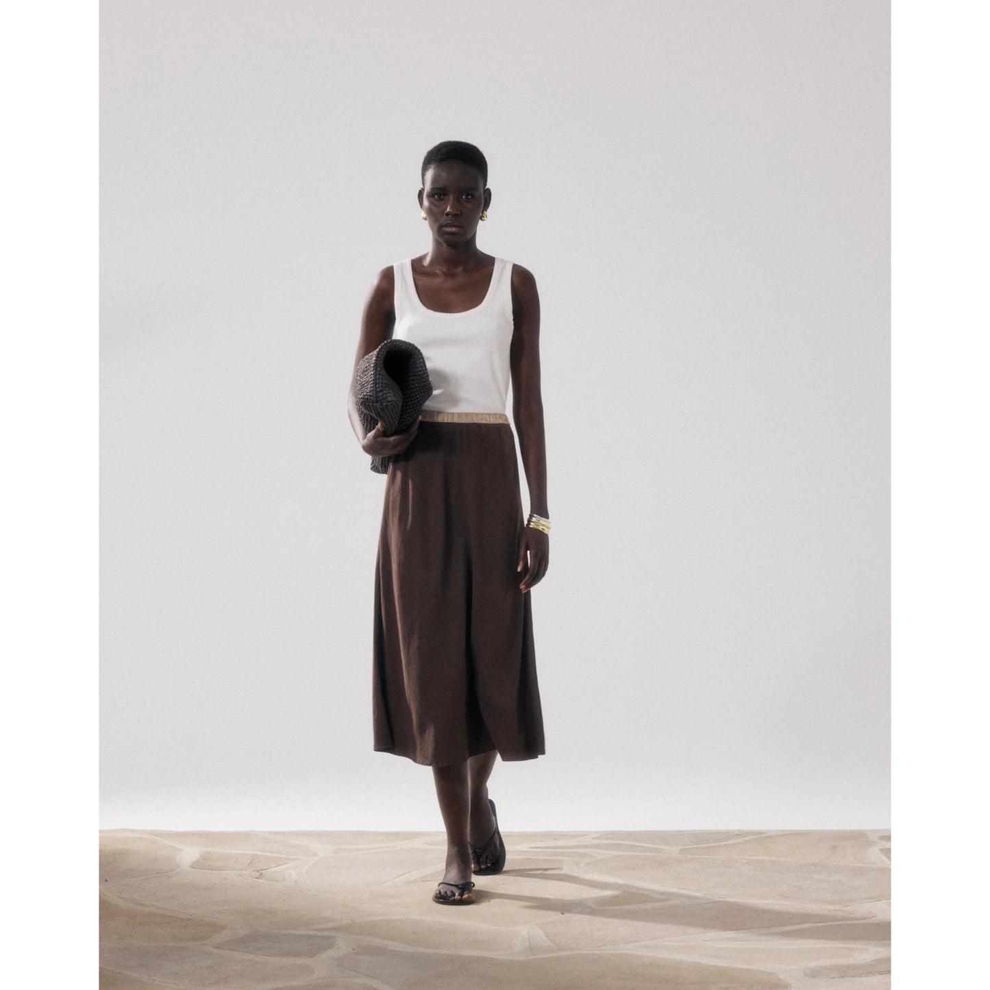 Jima Lyocell Cotton Skirt - Brown - DUNE + SALT