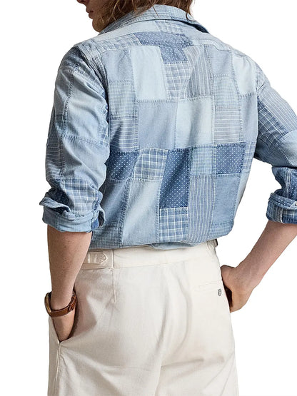 Classic Fit Chicago Workshirt - Indigo Patchwork - DUNE + SALT