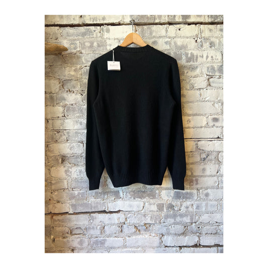 Cashmere Pocket Crew - Black/Olive - DUNE + SALT