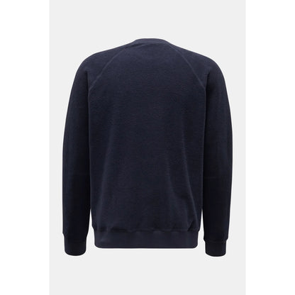 Men's navy PF crewneck sweatshirt by 04651, featuring a soft knit fabric and classic fit, shown on a plain background.