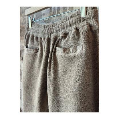 Men's PF Fleece Sweatpants in taupe, made by 04651, featuring a comfortable fit and soft fleece material.