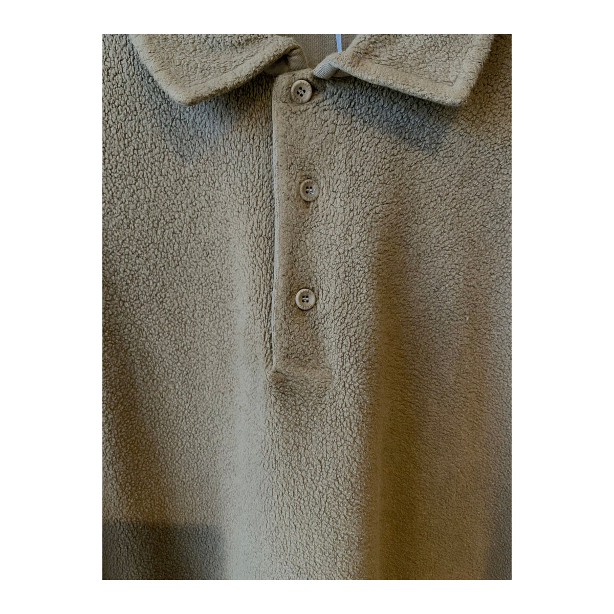 Men's taupe PF LS Polo shirt by 04651, featuring a classic fit and subtle branding, displayed on a plain background.