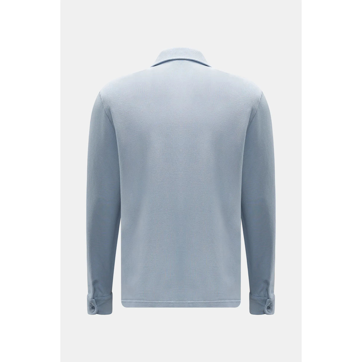 Men's Piqué Slim Collar Shirt in Sky by 04651, featuring a classic long-sleeve polo design with a slim fit.