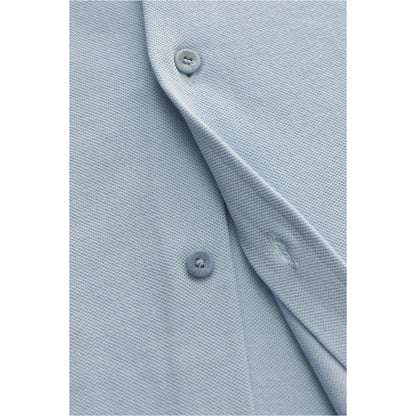 Men's Piqué Slim Collar Shirt in Sky blue by 04651, featuring a classic collar and long sleeves.