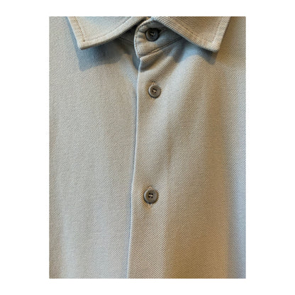 Men's Piqué Slim Collar Shirt in Sky by 04651, featuring a classic collar and textured fabric in a vibrant sky blue color.