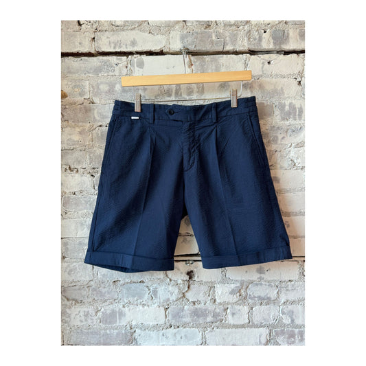 Seersucker Bermuda Short - Navy - DUNE + SALT