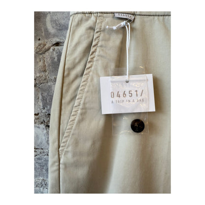 Men's beige twill pants by 04651, featuring a relaxed fit and classic design, shown on a neutral background.