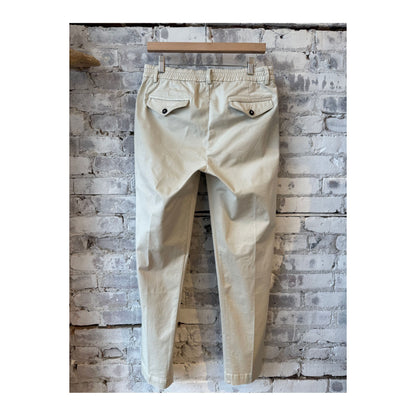 Men's beige twill pants by 04651, featuring a classic fit with front and back pockets, casual and versatile for everyday wear.