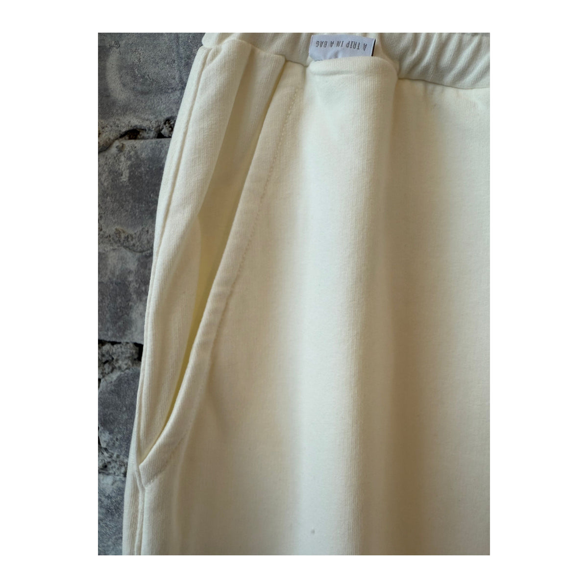 Men's ivory IF jogger pants from 04651/ featuring a comfortable fit and casual style, shown in a relaxed, natural pose.