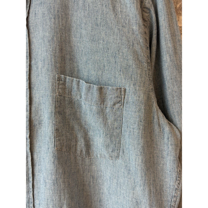 Men's Paul Woven Yarn Dyed Shirt in light hairline indigo stripe by Hartford Men's, featuring a classic woven fabric and subtle stripe pattern.