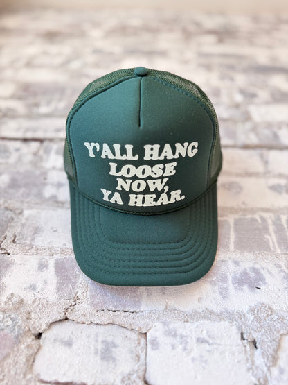Y'all Hang Loose Trucker Hat - Evergreen/Icy Blue - DUNE + SALT