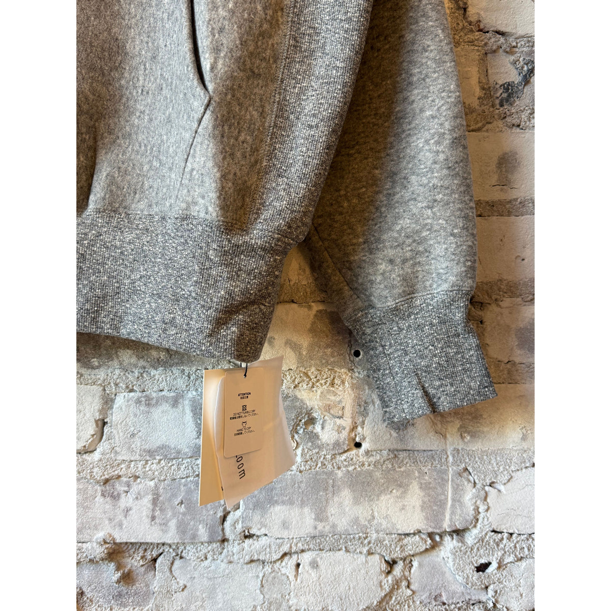V::Room Tencel Brushed Fleece Reverse Weave Pullover Hoodie - Heather Charcoal Gray