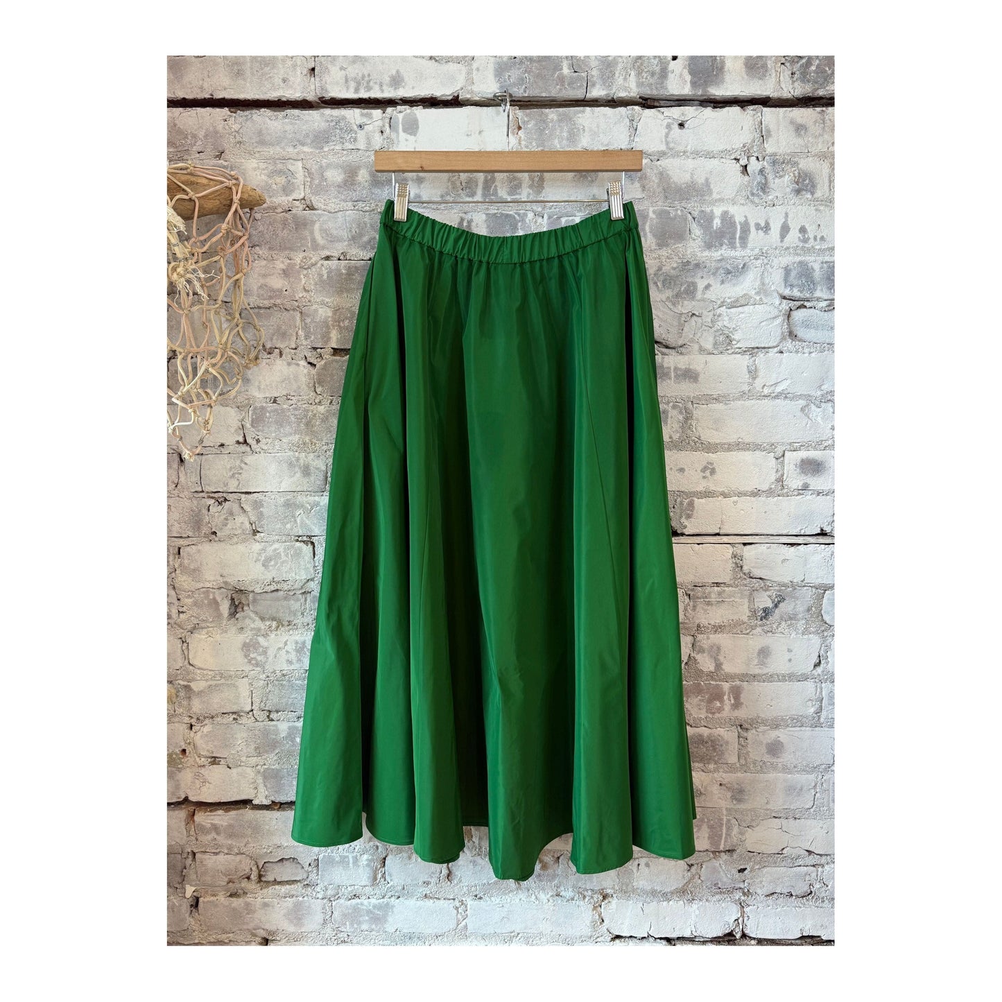 Midi Skirt with Pleats - Verde Green - DUNE + SALT