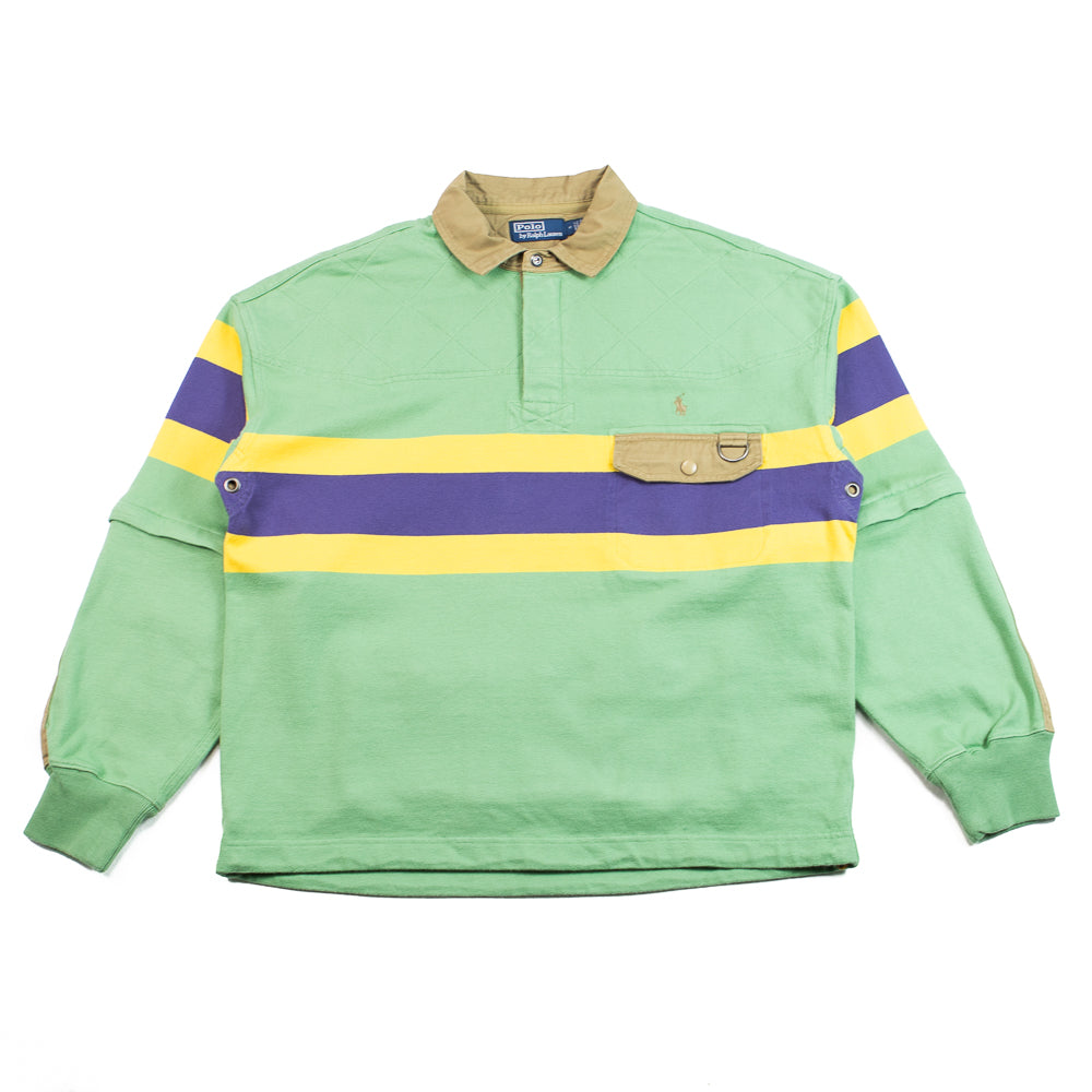 Yarn-Dyed Jersey Rugby Polo Pullover - Outback Green Multi