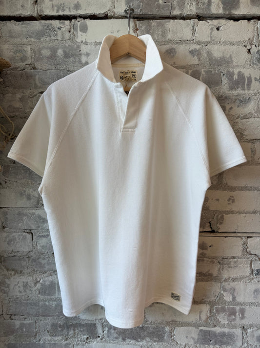 Kepani Raffy Pique Knit Polo Shirt - White Dark Sea Green