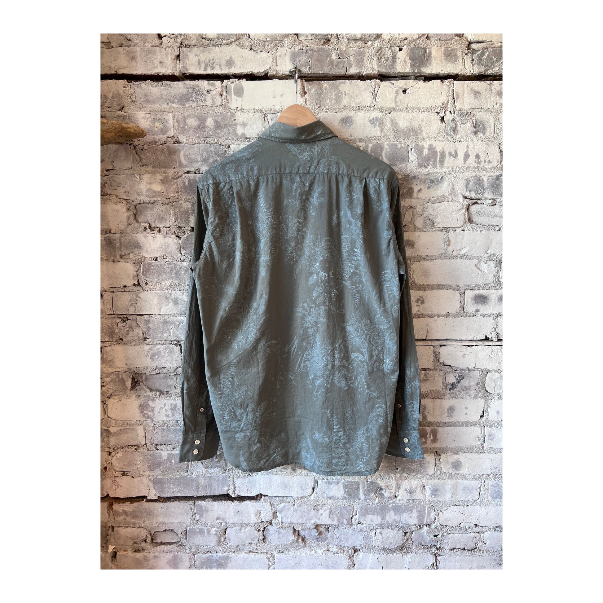 Paul Pat Palm Tree Print Cotton Shirt - Olive - DUNE + SALT