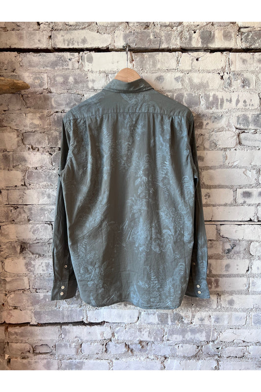 Paul Pat Palm Tree Print Cotton Shirt - Olive - DUNE + SALT