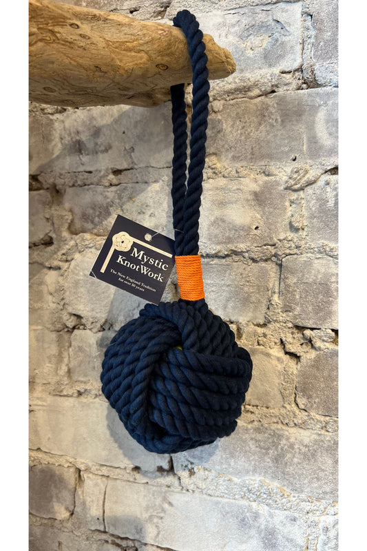 Large Monkey Fist Rope Dog Toy - Navy/Orange - DUNE + SALT