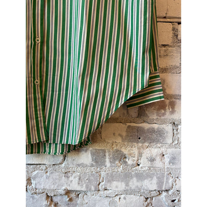 LMND Mara Striped Oversized Long Sleeve Shirt - Green Hills/White/Navy Gray