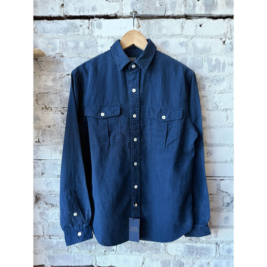 Classic Fit Linen-Silk-Cotton Workshirt - Indigo - DUNE + SALT