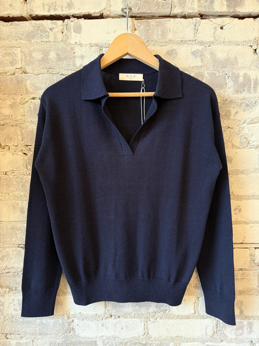 One Grey Day Bianca Polo - Navy Dark Slate Gray
