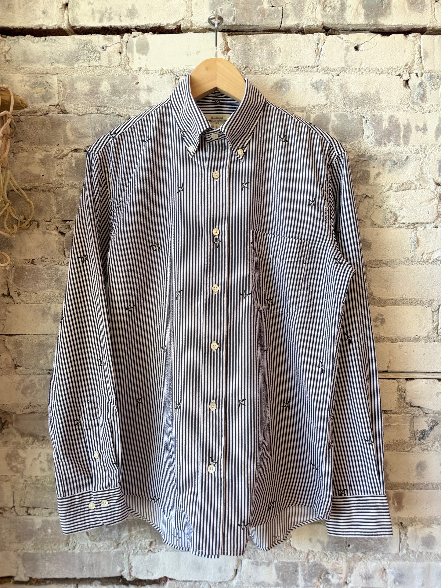 Pitt Woven Shirt - Navy/White - DUNE + SALT