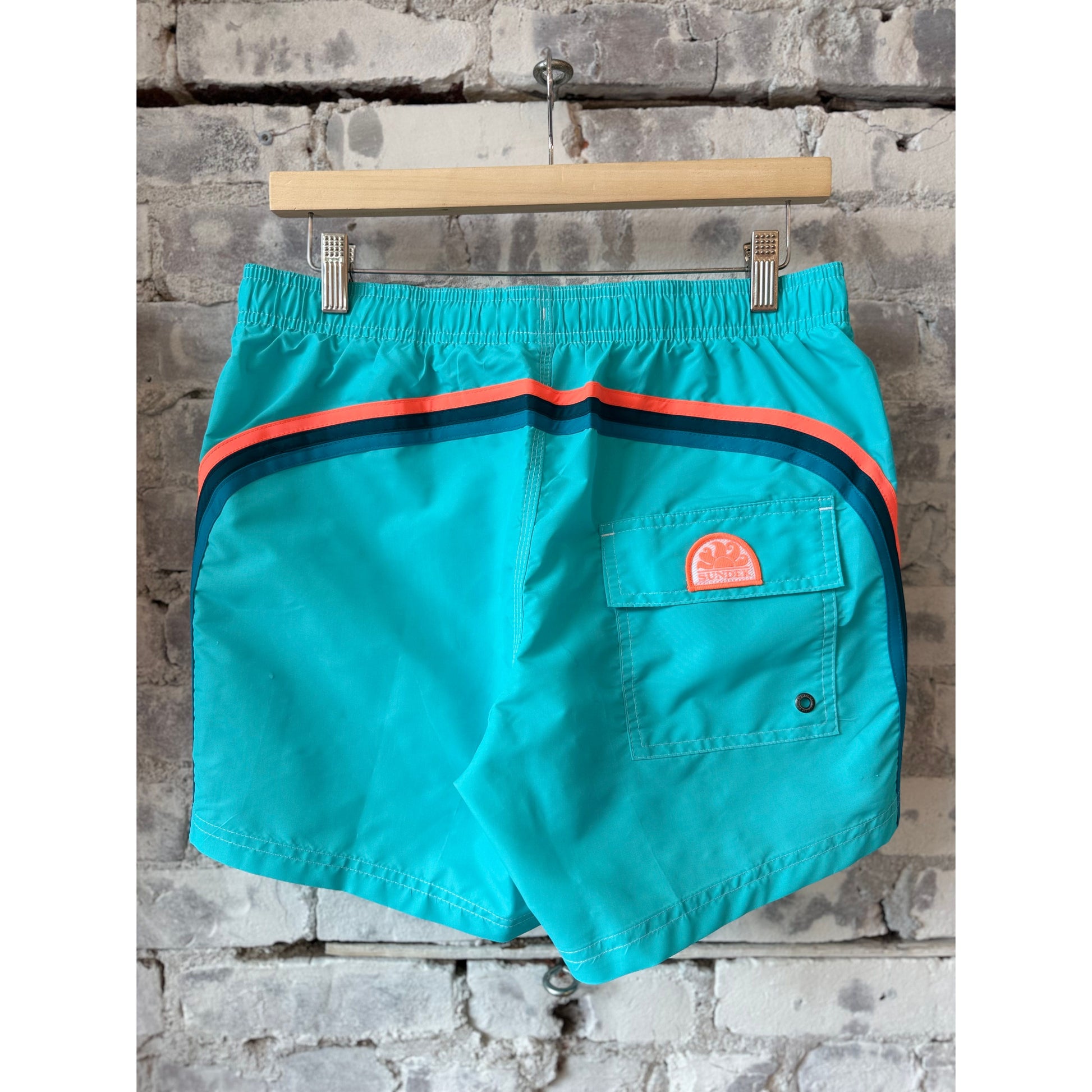 Men's Sundek Iconic Taffeta Elastic Waist Boardshort in marine blue, featuring a comfortable fit and stylish design.