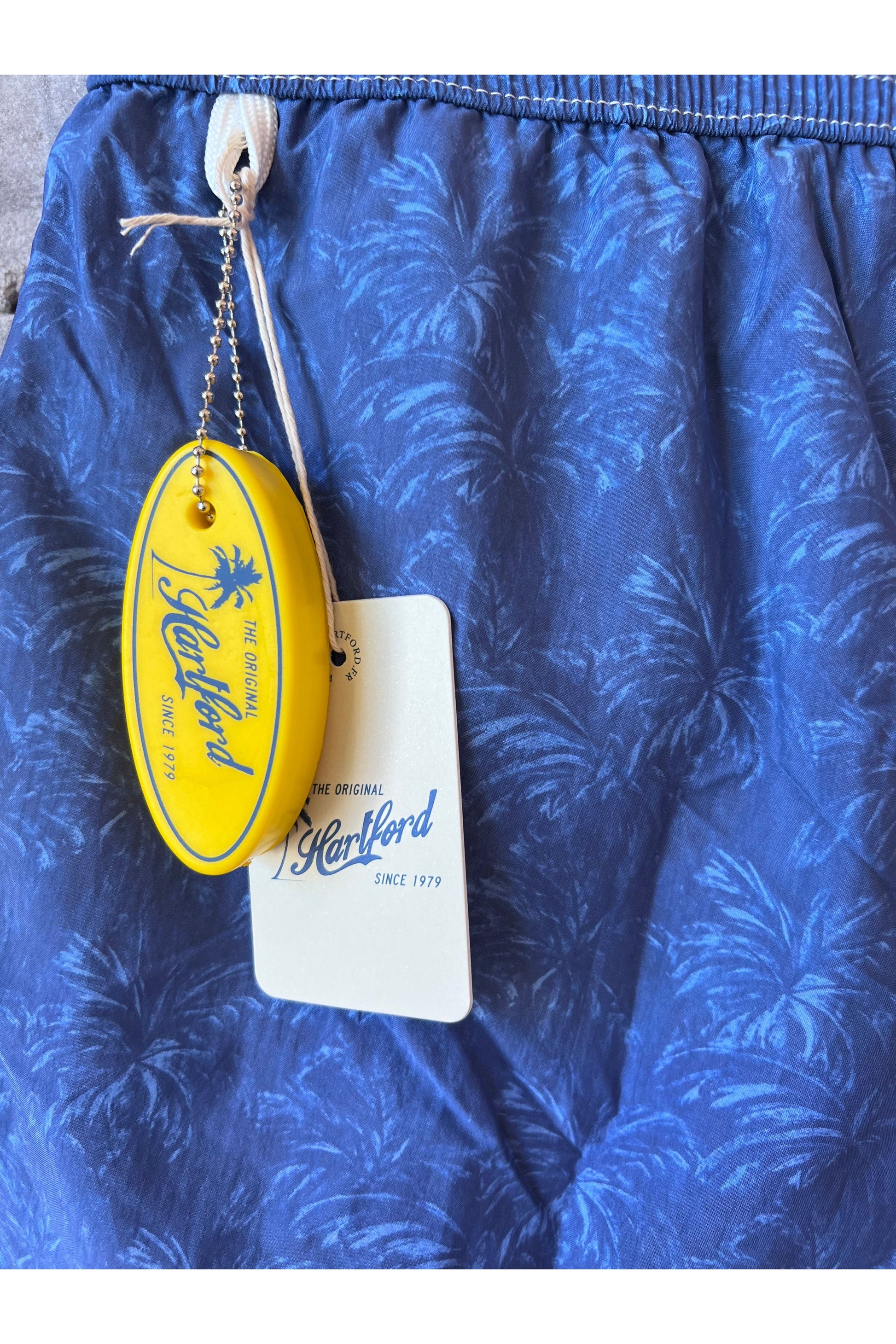 Palms Print Nylon Swim Trunks - Blue - DUNE + SALT