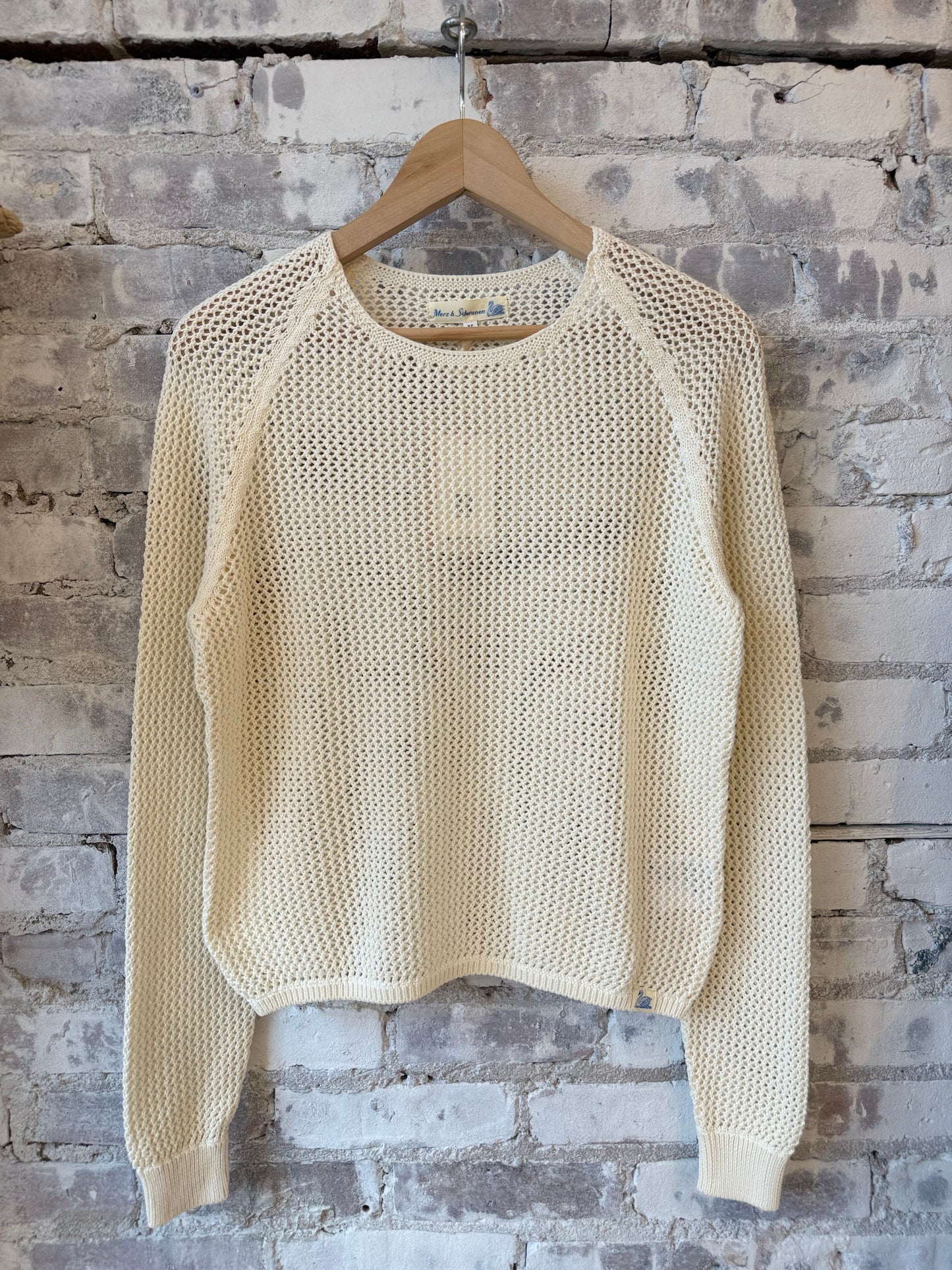 1960s Crochet Cotton Raglan Sweater - - DUNE + SALT