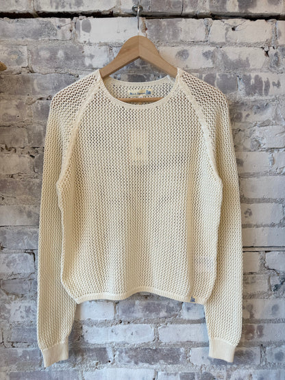 1960s Crochet Cotton Raglan Sweater - - DUNE + SALT