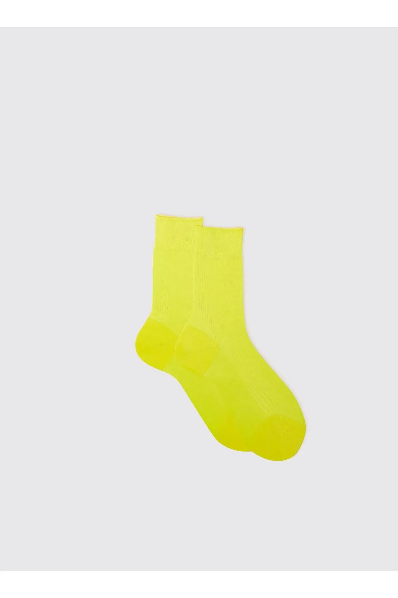 One-Rib Laminated Silk Socks - Yellow Fluorescent