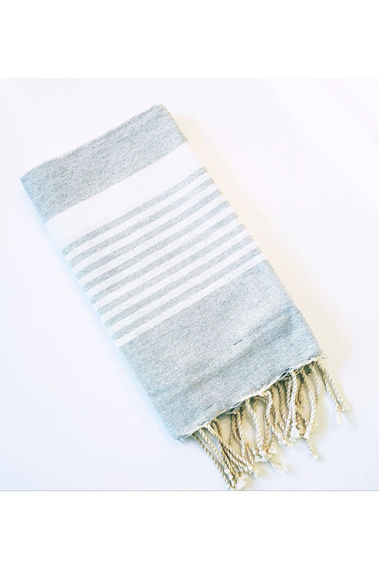 Turkish Beach Towel - Gray/White - DUNE + SALT