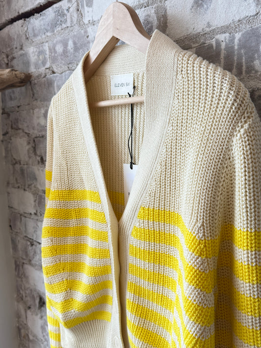 Isla Stripe Cardi - Ivory/Limone - DUNE + SALT