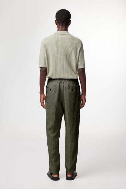 Billie Drawstring Linen Pant - Croc Green - DUNE + SALT