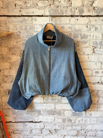 Namai Shira Denim Puffer Bomber Jacket - Assorted Washes Gray