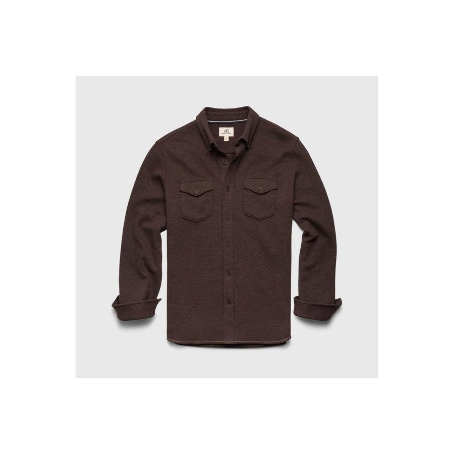 Rex Soft Knit Shirt - Dark Brown Heather - DUNE + SALT